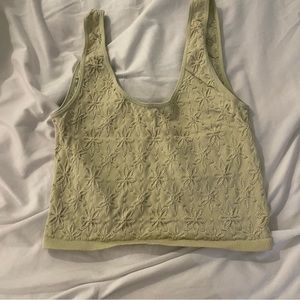 Green floral tank top